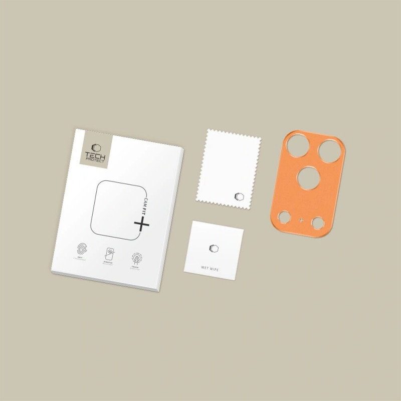 Tech-Protect Camalloy Fit+ -kameransuojus Apple iPhone 17 Pro -puhelimelle, Cosmic Orange