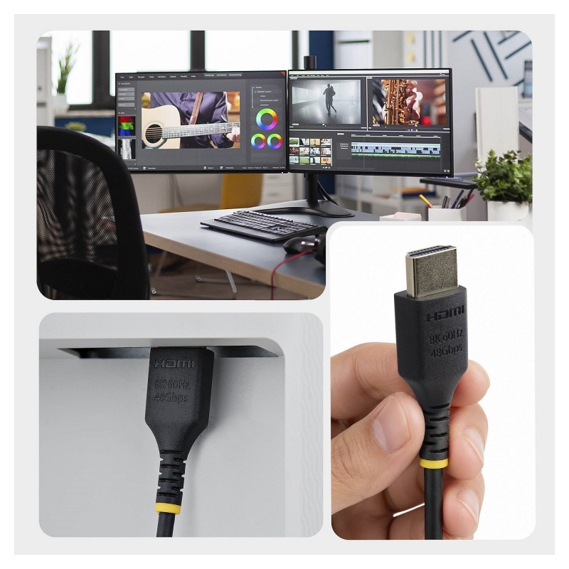 StarTech.com HDMI21-CBL-SLIM-1M Ultra High Speed HDMI 2.1 -kaapeli, 1 m, musta