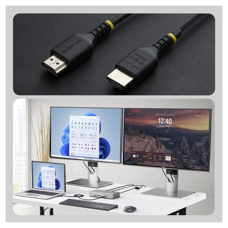 StarTech.com HDMI21-CBL-SLIM-1M Ultra High Speed HDMI 2.1 -kaapeli, 1 m, musta