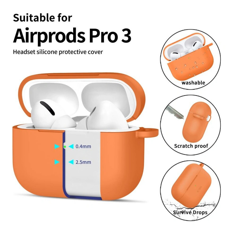 Tech-Protect Silicone Hook -silikonikuori Apple AirPods Pro 3 -kuulokkeille, cosmic orange