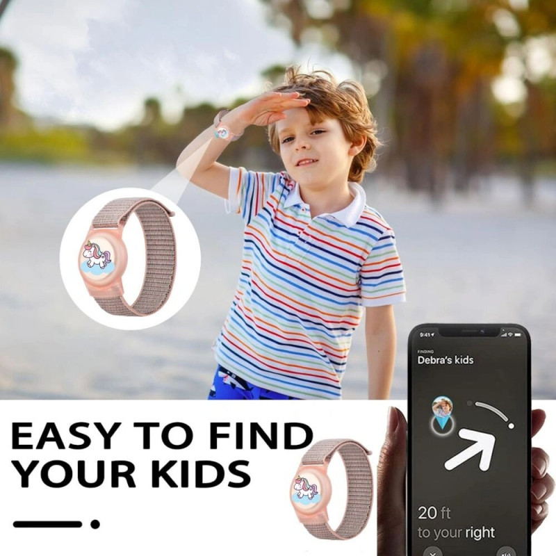 Tech-Protect Nylon For Kids -ranneke Apple AirTag 1 / 2 -laitteelle, Magic Pony