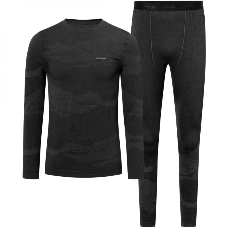 Viking Gasher Man Set Merino miesten alusasu, musta, XL