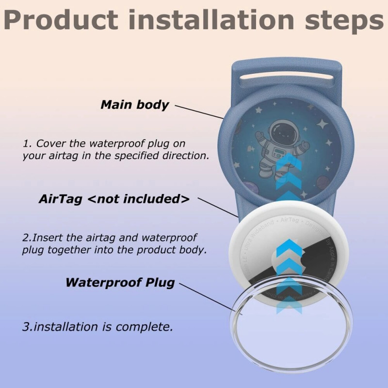 Tech-Protect Nylon For Kids -hihna Apple AirTag 1 / 2 -laitteelle, Astronaut