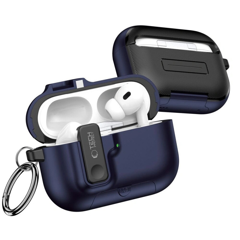Tech-Protect Slim Hook -kotelo Apple AirPods Pro 3 -kuulokkeille, laivastonsininen