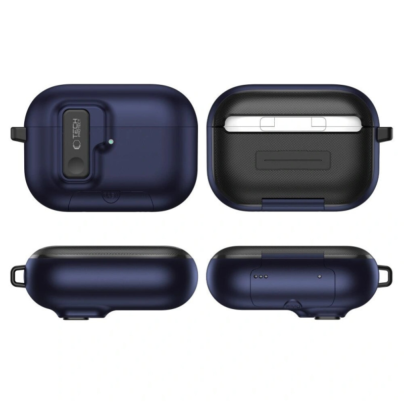 Tech-Protect Slim Hook -kotelo Apple AirPods Pro 3 -kuulokkeille, laivastonsininen