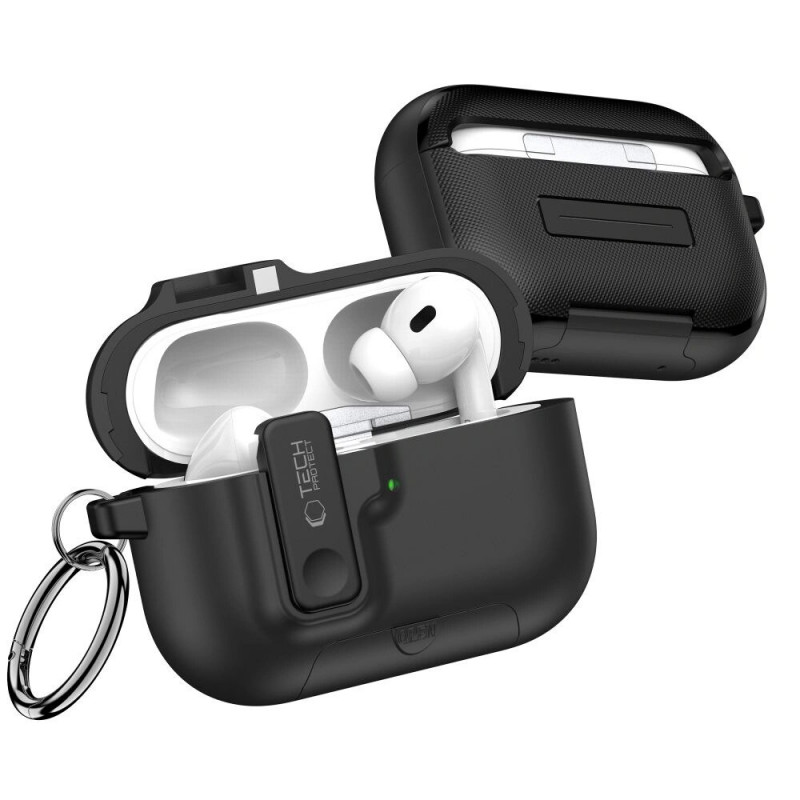 Tech-Protect Slim Hook -kotelo Apple AirPods Pro 3 -kuulokkeille, musta