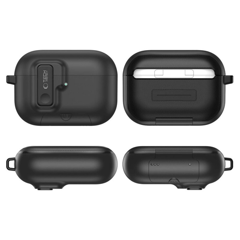 Tech-Protect Slim Hook -kotelo Apple AirPods Pro 3 -kuulokkeille, musta