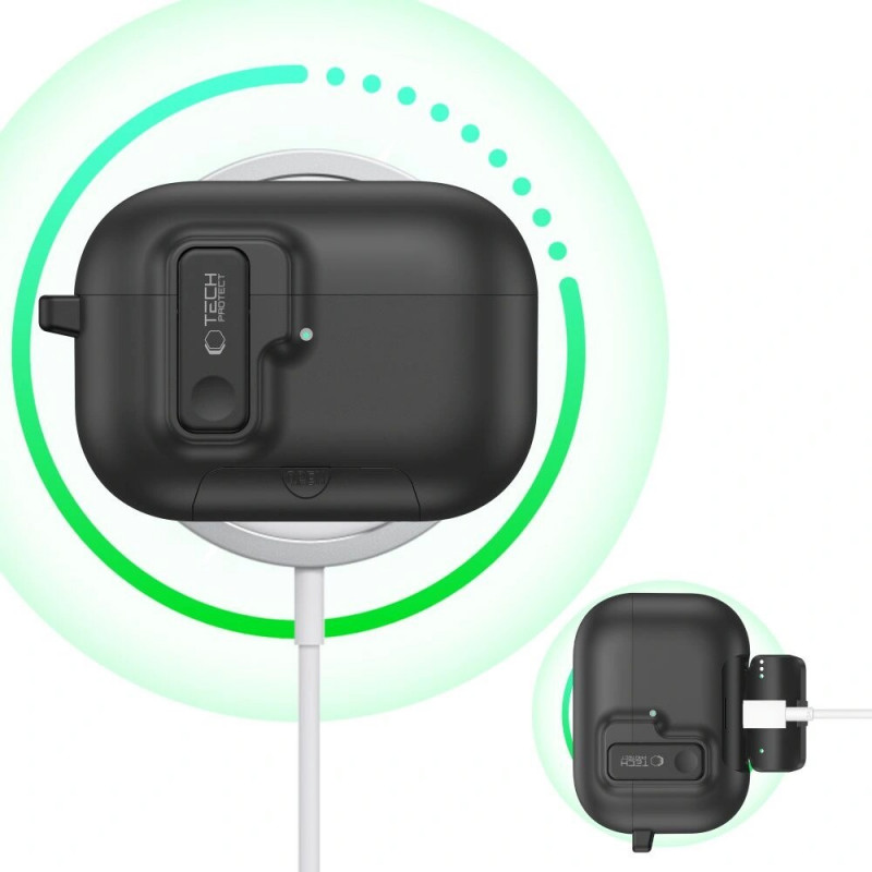 Tech-Protect Slim Hook -kotelo Apple AirPods Pro 3 -kuulokkeille, musta
