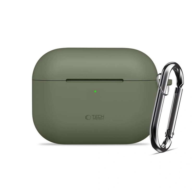 Tech-Protect Silicone Hook -silikonikotelo Apple AirPods Pro 3 -kuulokkeille, oliivinvihreä