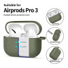 Tech-Protect Silicone Hook -silikonikotelo Apple AirPods Pro 3 -kuulokkeille, oliivinvihreä