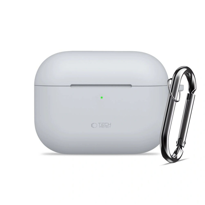 Tech-Protect Silicone Hook -silikonikuori Apple AirPods Pro 3 -kuulokkeille, liitukivenharmaa