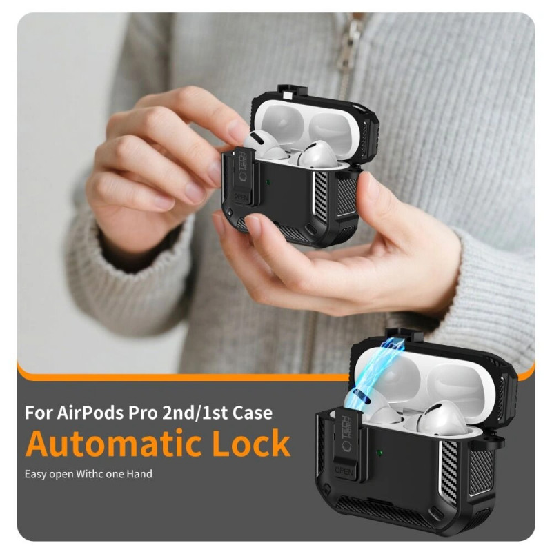 Tech-Protect Carbonox MagSafe -kotelo Apple AirPods Pro 3 -kuulokkeille, THP4731, musta