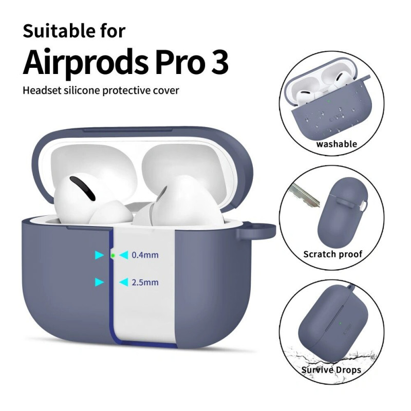 Tech-Protect Silikoninen Hook-kotelo Apple AirPods Pro 3 -kuulokkeille, vaaleansininen