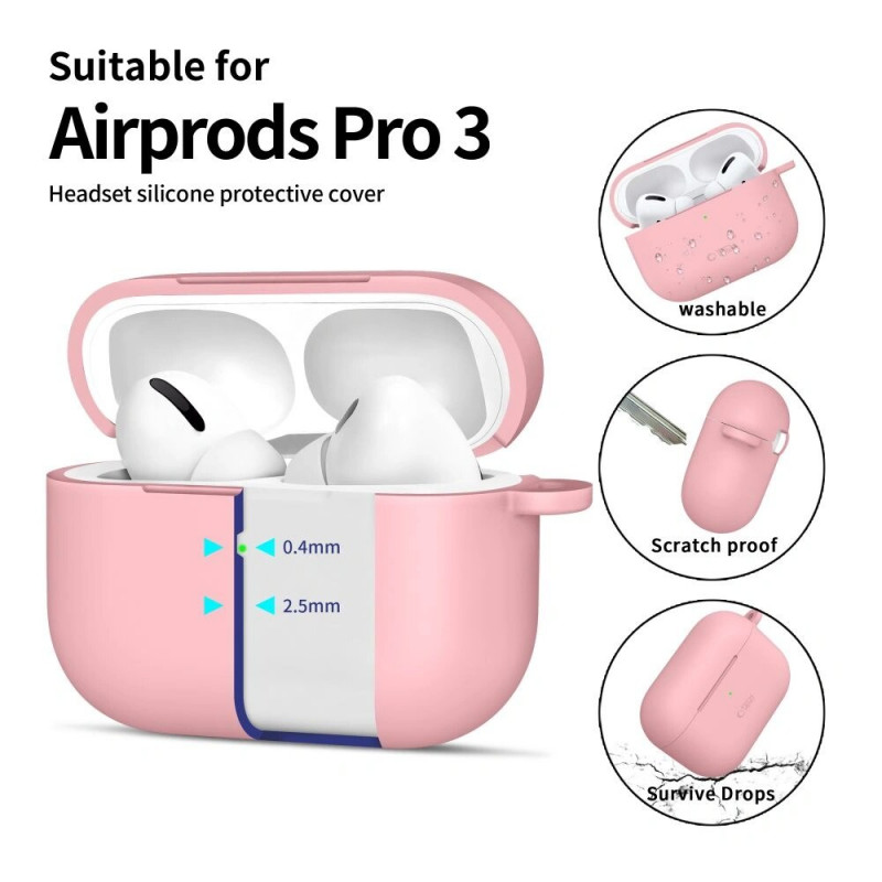 Tech-Protect Silikoninen Hook-kuori Apple AirPods Pro 3, pinkki