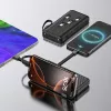 Wozinsky W11-B 10000mAh 10W varavirtalähde sisäänrakennetuilla kaapeleilla ja taskulampulla, musta