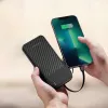 Wozinsky W11-B 10000mAh 10W varavirtalähde sisäänrakennetuilla kaapeleilla ja taskulampulla, musta