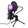 Wozinsky WM-W111 langallinen studiomikrofoni jalustalla ja RGB-taustavalolla pelaamiseen, musta