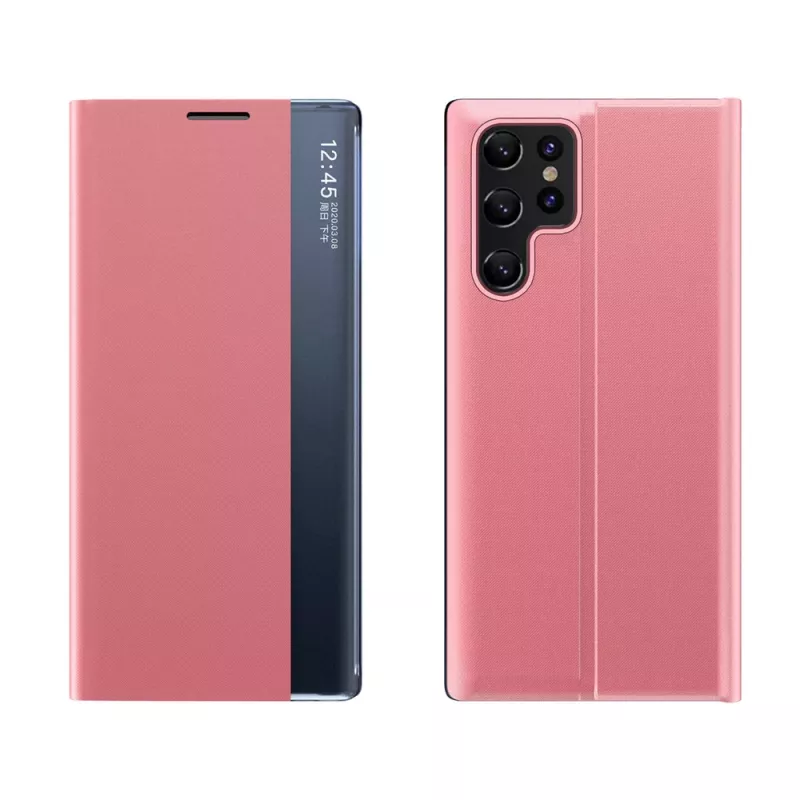 Hurtel New Sleep Case suojakotelo Samsung Galaxy S25 Ultra -puhelimelle, läppäkansi ja teline, pinkki