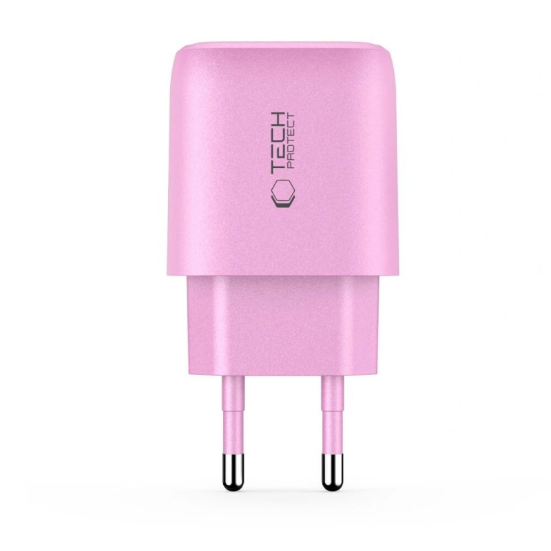 Tech-Protect NCA30 USB-A, USB-C verkkolaturi PD 30W / QC3.0 vaaleanpunainen
