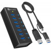 ICY BOX IB-AC618a 7-porttinen USB 3.2 Gen 2 -keskitin, alumiini, 12 V