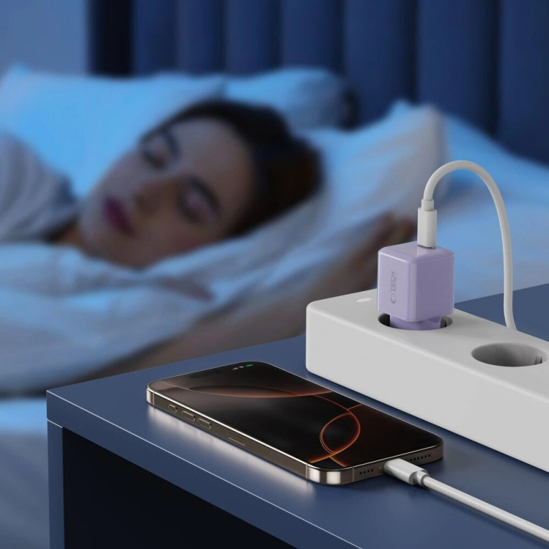 Tech-Protect NCM25 USB-C seinälaturi PD 25W, Baby Purple