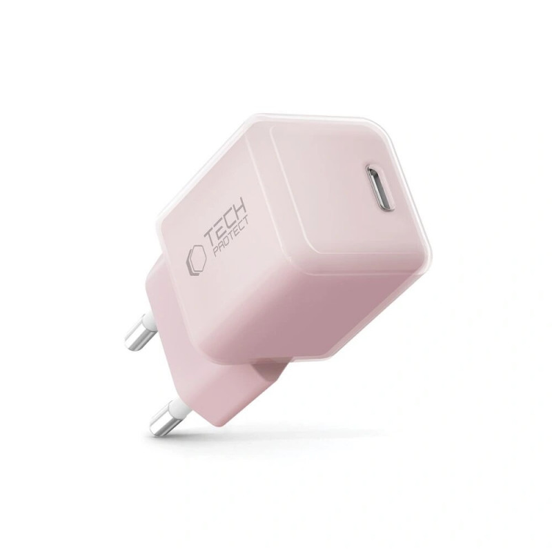 Tech-Protect NCM25 USB-C seinälaturi PD 25W, vaaleanpunainen
