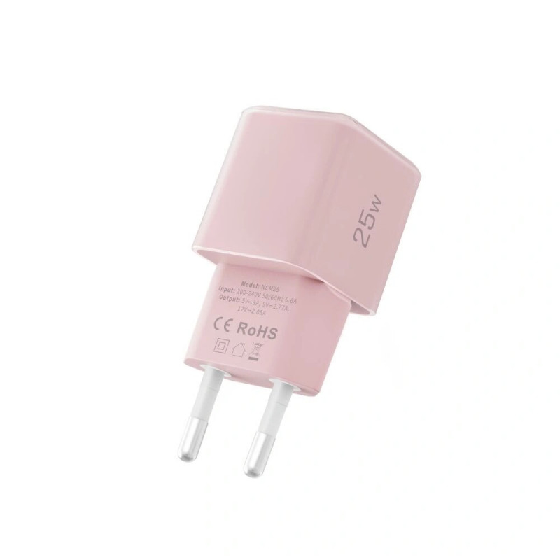 Tech-Protect NCM25 USB-C seinälaturi PD 25W, vaaleanpunainen