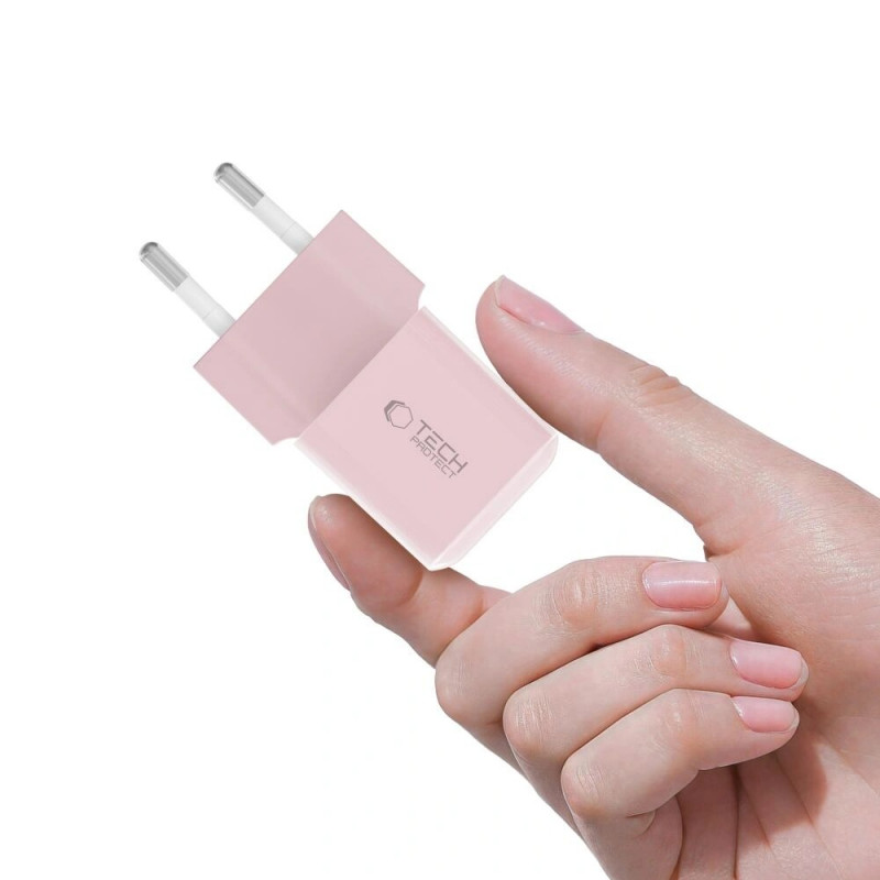 Tech-Protect NCM25 USB-C seinälaturi PD 25W, vaaleanpunainen