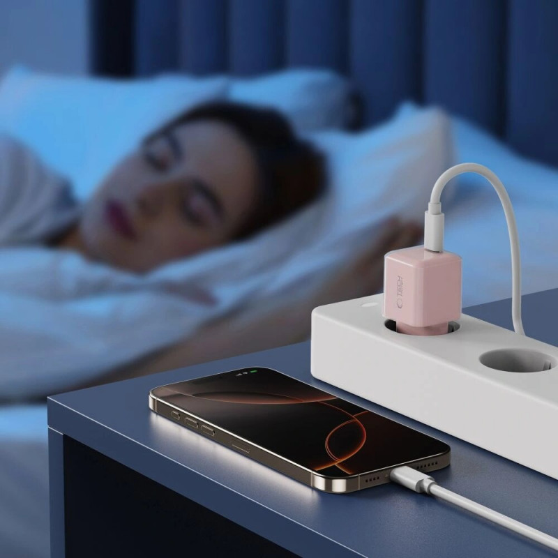 Tech-Protect NCM25 USB-C seinälaturi PD 25W, vaaleanpunainen