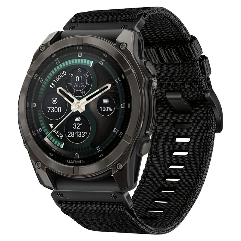 Tech-Protect Nylon Classic -kellonranneke Garmin Fenix 5X / 5X Plus / 6X / 6X Pro / 7X / 8 / 8 Pro / 9 / 9 Pro 47 mm, musta