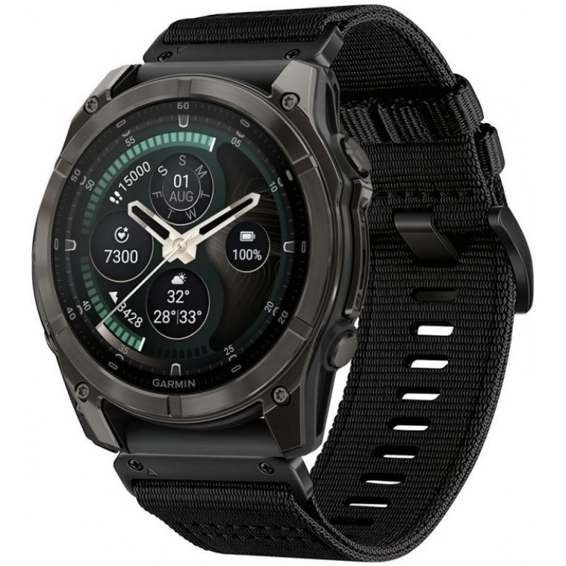 Tech-Protect Nylon Classic -kellonranneke Garmin Fenix 5X / 5X Plus / 6X / 6X Pro / 7X / 8 / 8 Pro / 9 / 9 Pro 47 mm, musta