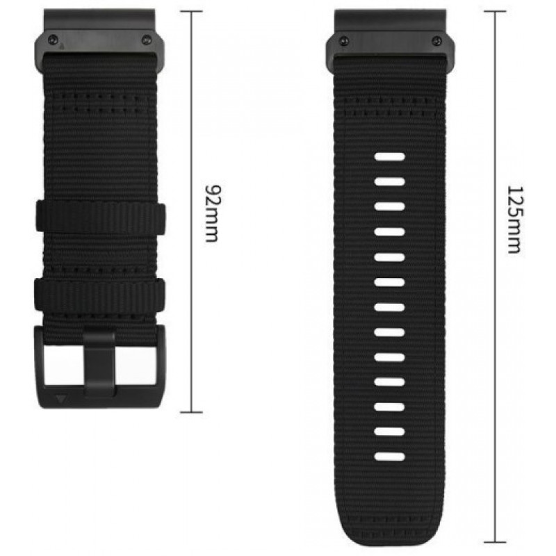 Tech-Protect Nylon Classic -kellonranneke Garmin Fenix 5X / 5X Plus / 6X / 6X Pro / 7X / 8 / 8 Pro / 9 / 9 Pro 47 mm, musta