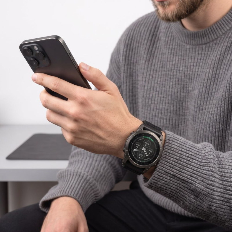 Tech-Protect Nylon Classic -kellonranneke Garmin Fenix 5X / 5X Plus / 6X / 6X Pro / 7X / 8 / 8 Pro / 9 / 9 Pro 47 mm, musta