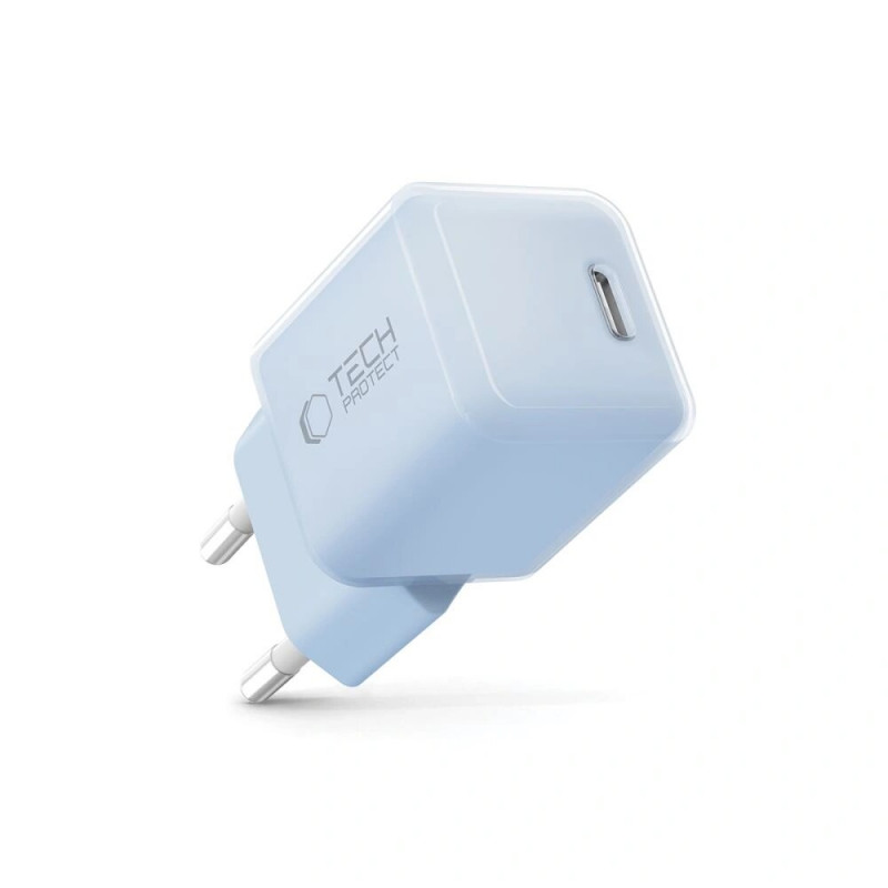 Tech-Protect NCM25 USB-C seinälaturi PD 25W, vaaleansininen