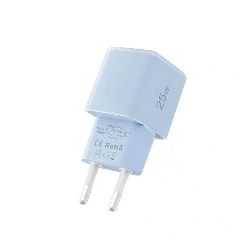 Tech-Protect NCM25 USB-C seinälaturi PD 25W, vaaleansininen