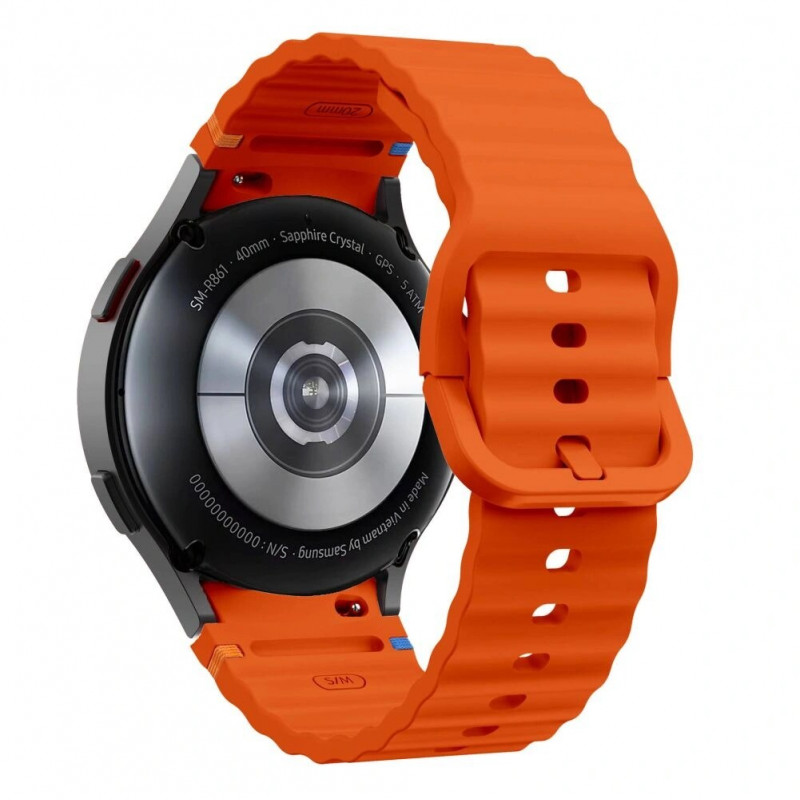 Tech-Protect Silikoninen Sport-ranneke Samsung Galaxy Watch 4/5/5 Pro/6/7/FE -kelloille, oranssi