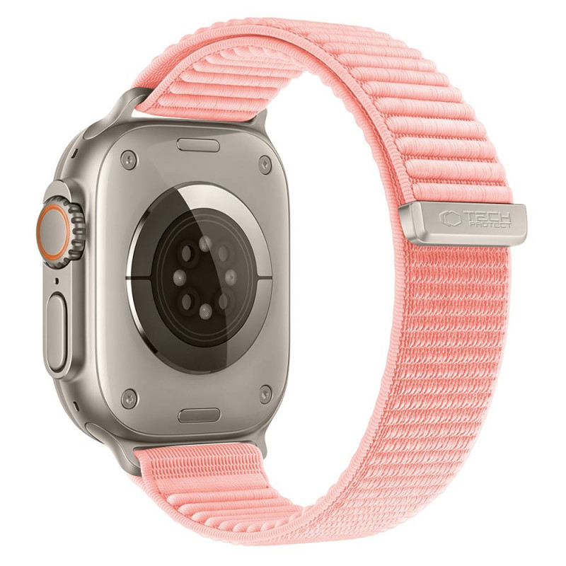 Tech-Protect NylonLoop -ranneke Apple Watch 8 / 9 / 10 / 11 / 12 / SE (40 / 41 / 42 mm), vaaleanpunainen