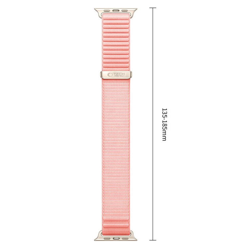 Tech-Protect NylonLoop -ranneke Apple Watch 8 / 9 / 10 / 11 / 12 / SE (40 / 41 / 42 mm), vaaleanpunainen