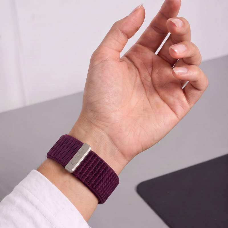 Tech-Protect NylonLoop -ranneke Apple Watch 8 / 9 / 10 / 11 / 12 / SE (40 / 41 / 42 mm), Deep Burgundy