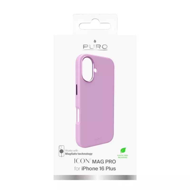 Puro Icon Mag Pro MagSafe -silikonikuori iPhone 16 Plus -puhelimelle, pinkki