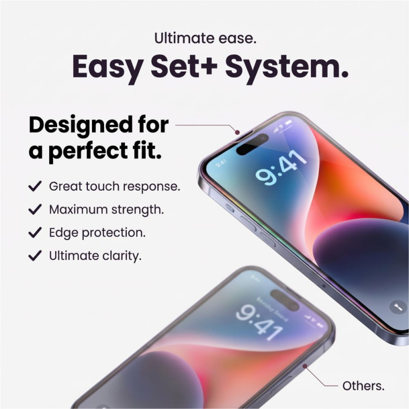 Tech-Protect Easy Set+ karkaistu lasi -sarja Apple iPhone 18 Pro -näytölle ja kameralle, kirkas (3 kpl)