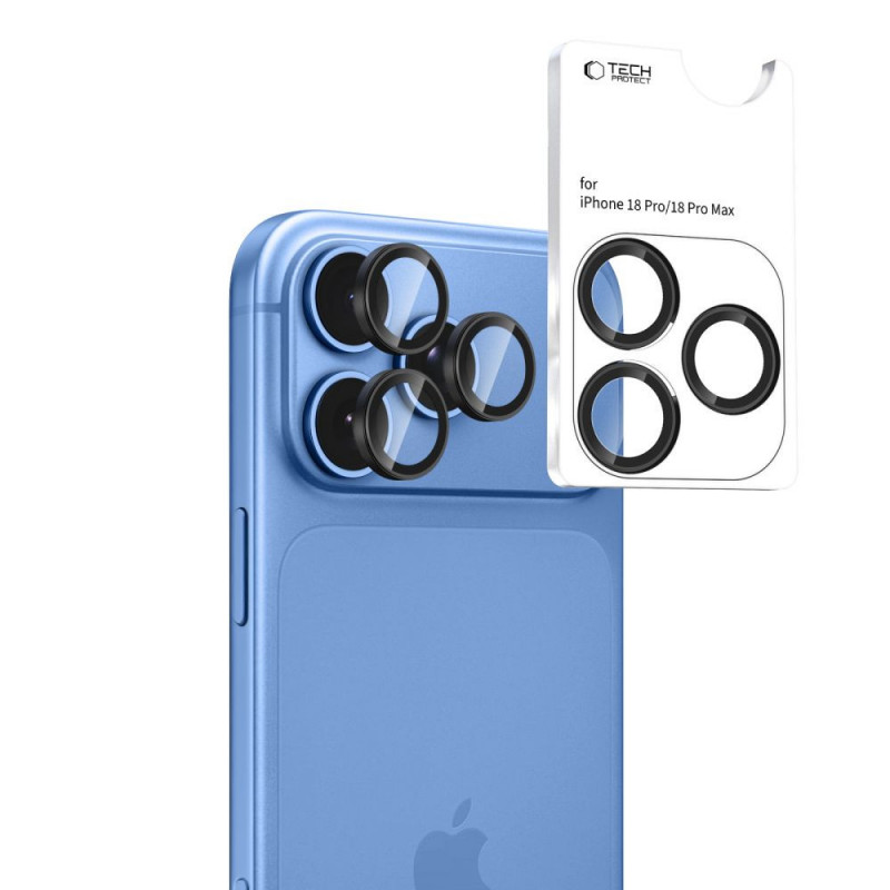 Tech-Protect Camring Fit+ -kameransuojus Apple iPhone 18 Pro / 18 Pro Max -puhelimelle, musta