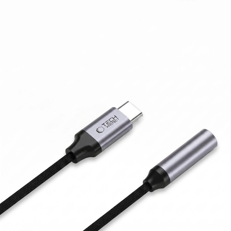 Tech-Protect Ultraboost USB-C - 3,5 mm mini jack -DAC-sovitin, raudanharmaa