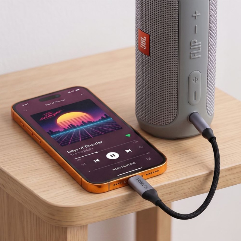 Tech-Protect Ultraboost USB-C - 3,5 mm mini jack -DAC-sovitin, raudanharmaa
