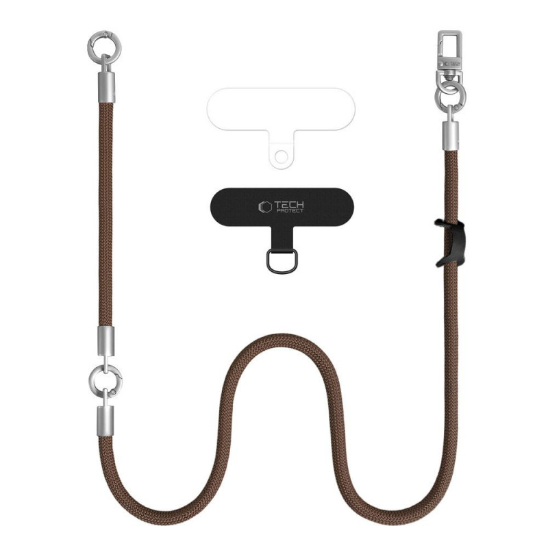 Tech-Protect C10S Rope Crossbody & Wrist Strap Set, pähkinänruskea/titaani