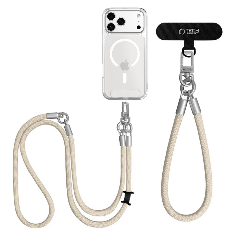 Tech-Protect C10S Rope Crossbody- ja ranneke -setti, Desert Beige/Titaani