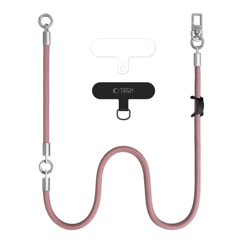 Tech-Protect C10S Rope Crossbody- ja ranneke -setti, Dusty Rose/Titaani