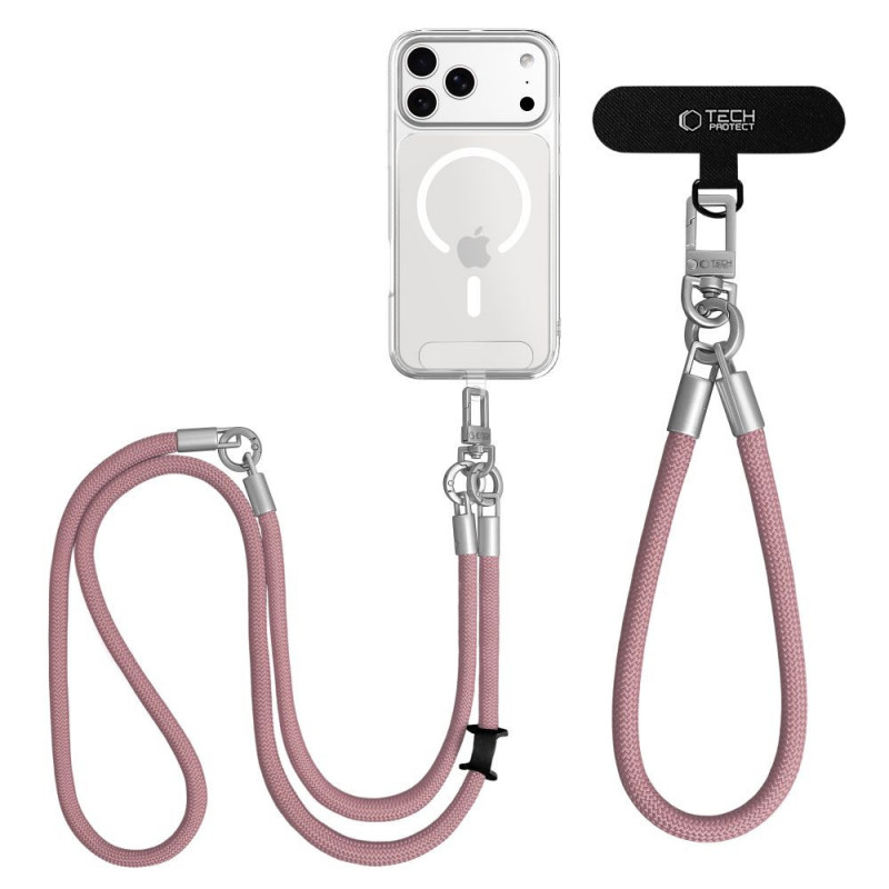 Tech-Protect C10S Rope Crossbody- ja ranneke -setti, Dusty Rose/Titaani