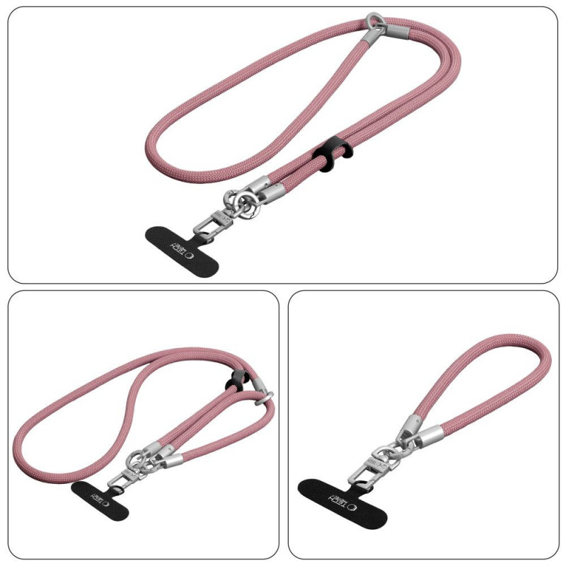 Tech-Protect C10S Rope Crossbody- ja ranneke -setti, Dusty Rose/Titaani