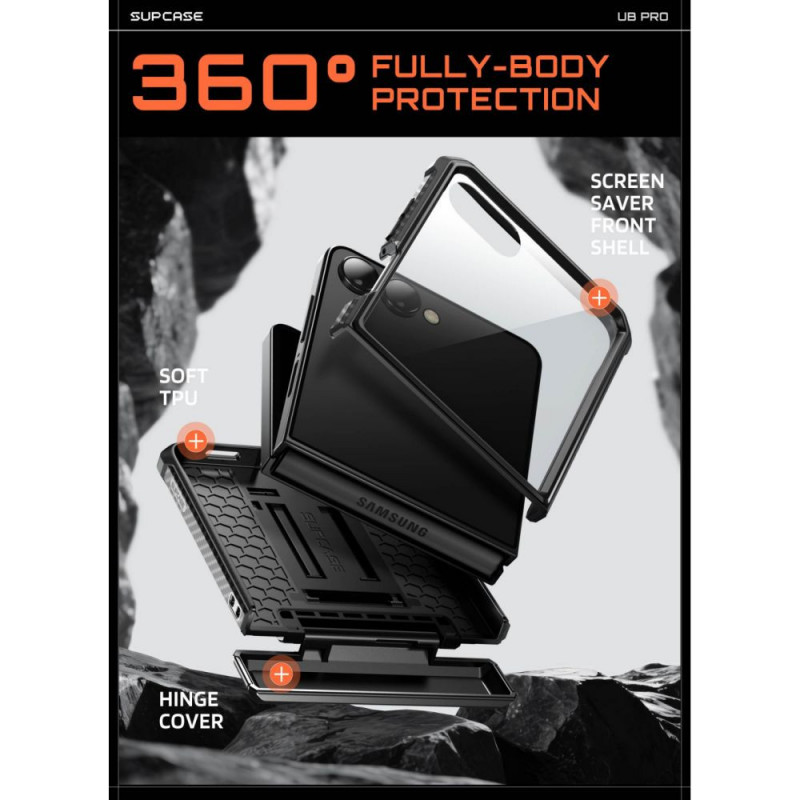 Supcase Unicorn Beetle Pro -suojakotelo Samsung Galaxy Z Flip 8 -puhelimelle, musta